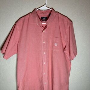 Chaps Pink Short Sleeve Casual Button Down Shirt
